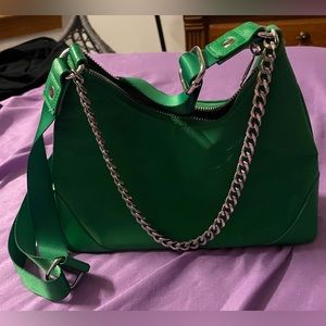 Small green purse with adjustable shoulder strap